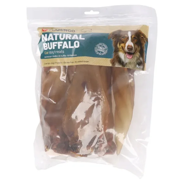 Flamingo Oreja Natural de Búfalo con carne Mordedor natural para Perros