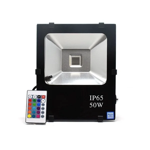 Foco Proyector led con mando RGB Negro 50W