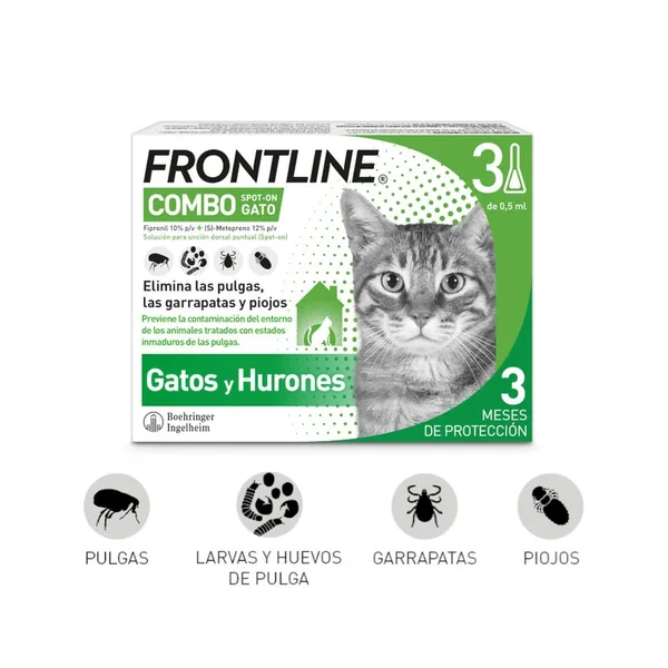Frontline Combo Pipetas Antiparasitarias para Gatos y Hurones