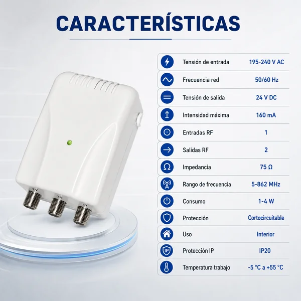 Fuente Alimentacion 160mA 24V 2 salidas Blanco
