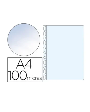 Funda multitaladro 100 mc cristal (100 uds) A4 Transparente
