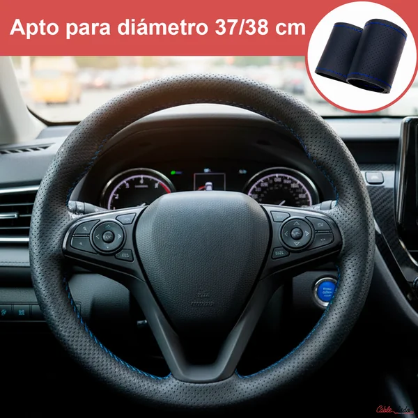 Funda Para Volante Perforada Con Agujas e Hilo Azul