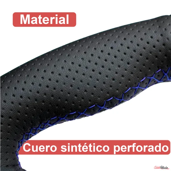 Funda Para Volante Perforada Con Agujas e Hilo Azul