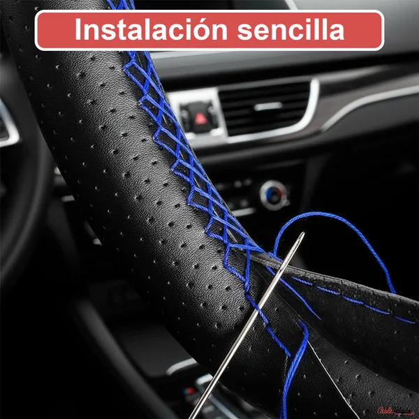 Funda Para Volante Perforada Con Agujas e Hilo Azul