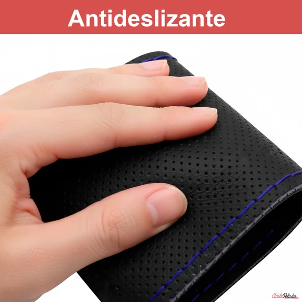 Funda Para Volante Perforada Con Agujas e Hilo Azul