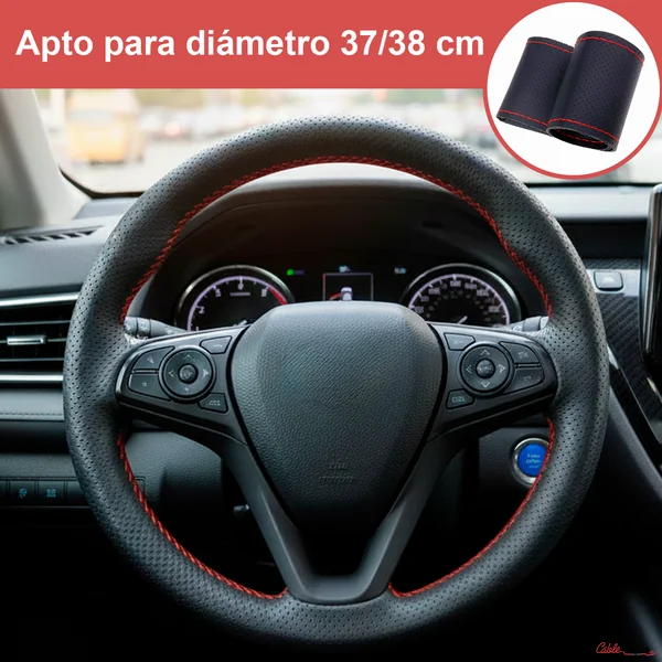 Funda Para Volante Perforada Con Agujas e Hilo Rojo