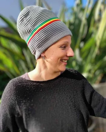 Gorro Beanie Oversized de Algodon - Gris Rasta
