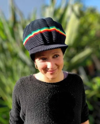 Gorro Rasta de algodón con visera - Black/Rasta