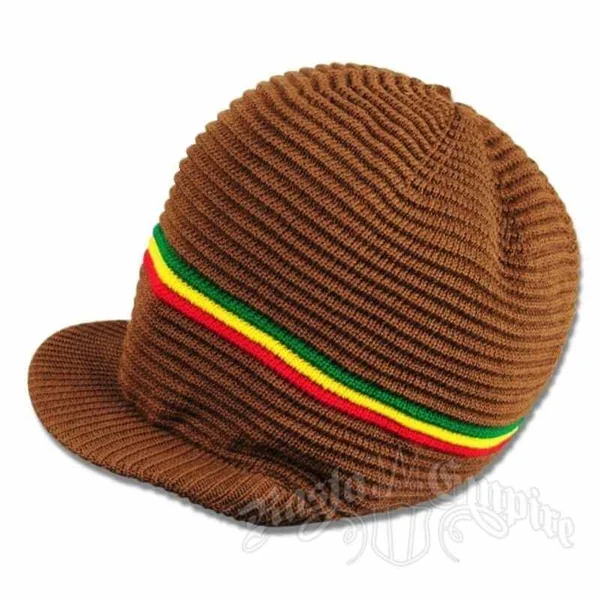 Gorro Rasta de Algodón con Visera - Marrón y Rasta