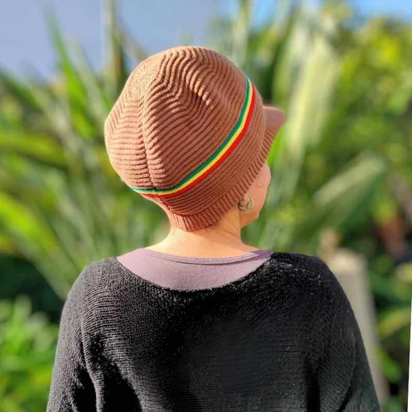 Gorro Rasta de Algodón con Visera - Marrón y Rasta