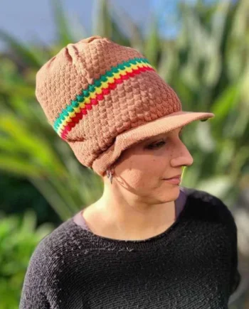 Gorro Rasta Efecto Gotas con Visera - Marrón y Rasta