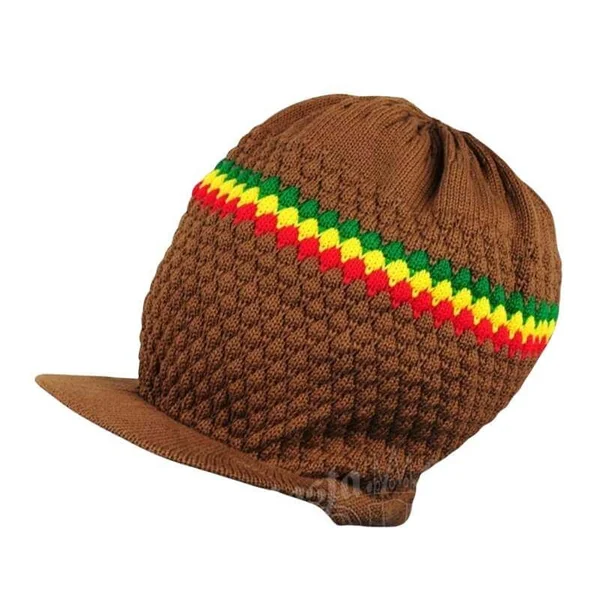 Gorro Rasta Efecto Gotas con Visera - Marrón y Rasta
