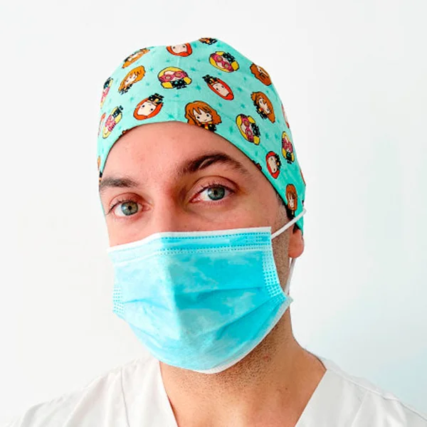 Gorros de Quirófano para Pelo Corto con Botones | Estampados