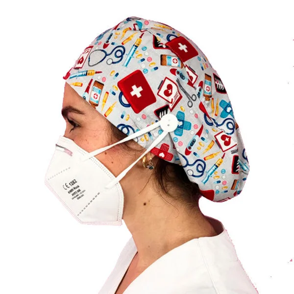 Gorros de Quirófano para Pelo Largo con Botón | Estampados