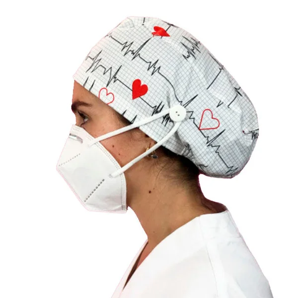 Gorros de Quirófano para Pelo Largo con Botón | Estampados