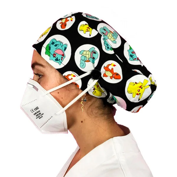 Gorros de Quirófano para Pelo Largo con Botón | Estampados