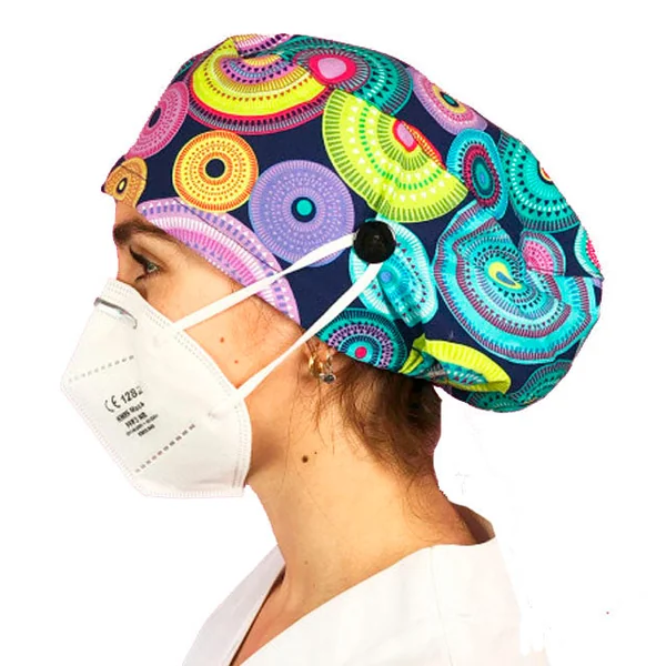 Gorros de Quirófano para Pelo Largo con Botón | Estampados