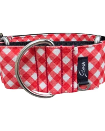 Gosk Collar Martingale Vichy Rojo — Collar Antiescape para Perros