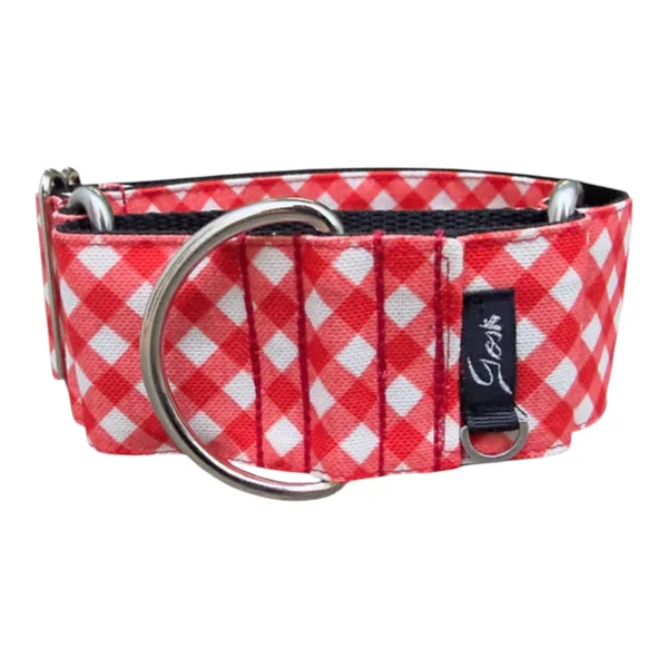Gosk Collar Martingale Vichy Rojo — Collar Antiescape para Perros