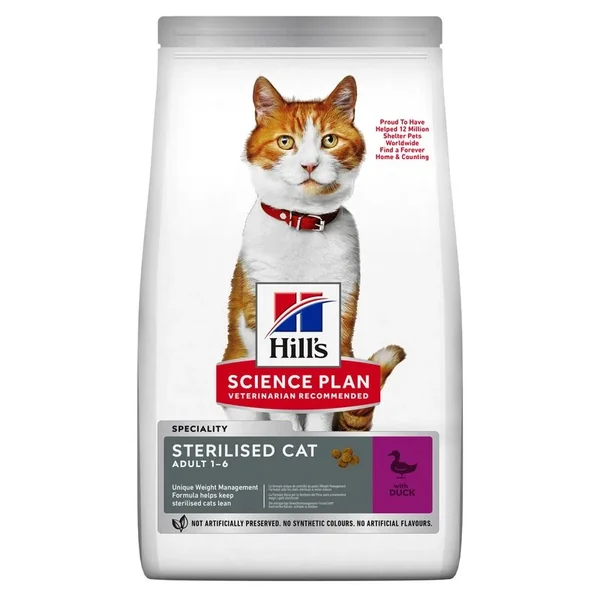 Hill's Science Plan Sterilised Cat Young Adult Pato añade una atmósfera feliz a tus festivales - Disponible en Productos Para Gatos.