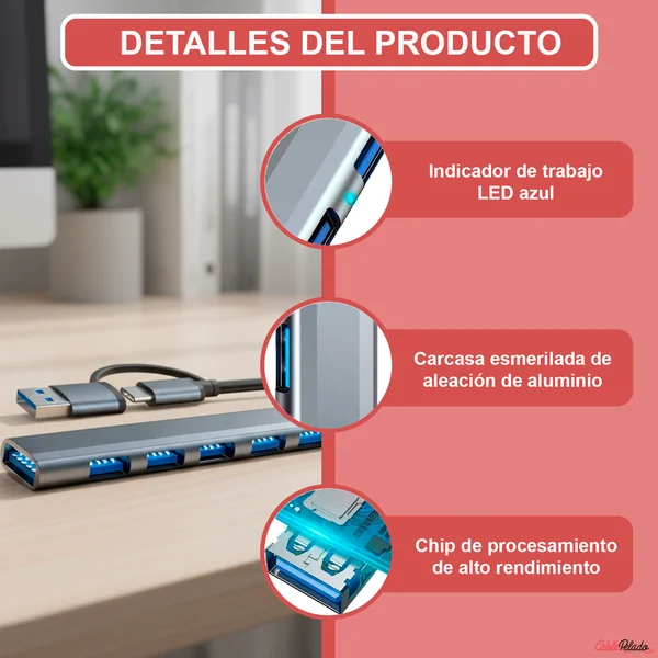 Hub USB 3.0 7 Puertos USB Tipo C