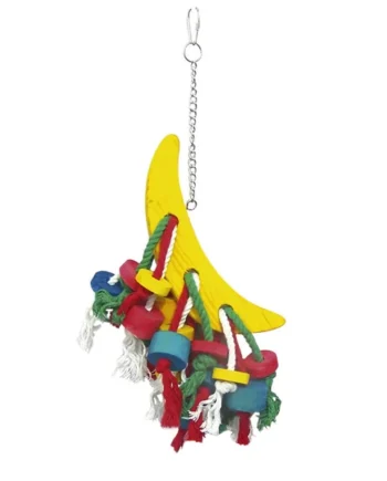 ICA Juguete Madera Banana con Cuerdas y Cuentas para Pájaros — 44cm