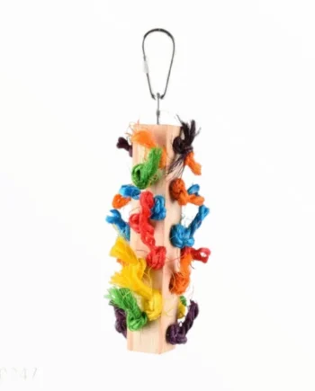 ICA Juguete Taco Madera con Cuerdas para Pájaros — 17cm