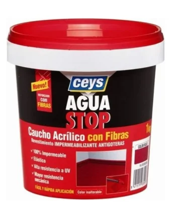 Impermeabilizante aguastop caucho acrilico con fibras 1 kg Blanco