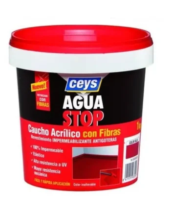 Impermeabilizante aguastop caucho acrilico con fibras 1 kg Negro
