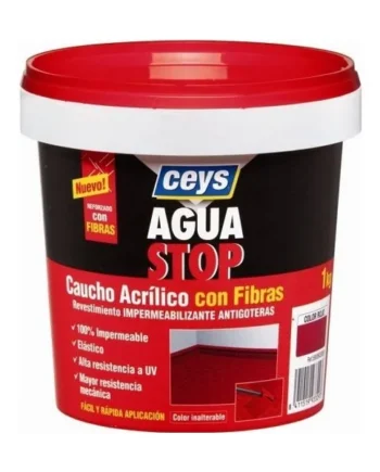 Impermeabilizante aguastop caucho acrilico con fibras 1 kg Rojo