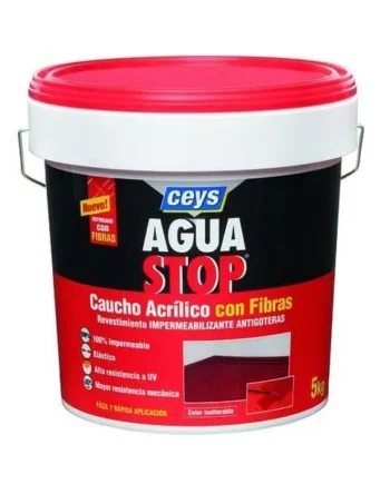 Impermeabilizante aguastop caucho acrilico con fibras 5 kg Negro