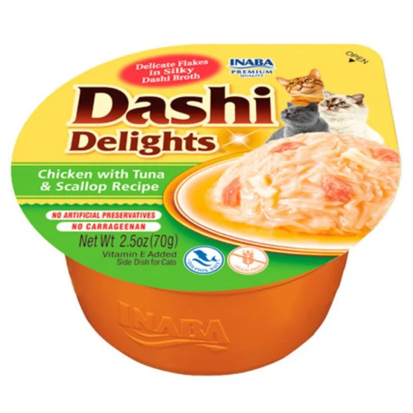 Inaba Dashi Delights Pollo con Atún y Vieiras para Gatos