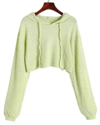 Jersey fino verde corto con capucha