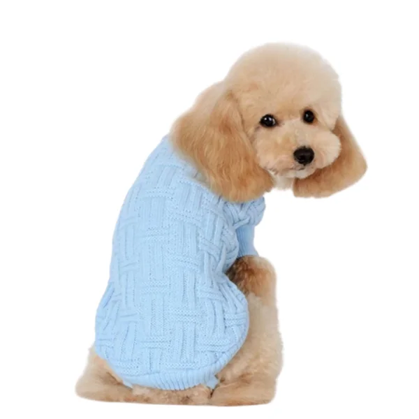 Jersey Trama Celeste para Perros — Ropa de Abrigo Tejida