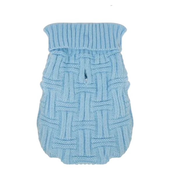Jersey Trama Celeste para Perros — Ropa de Abrigo Tejida