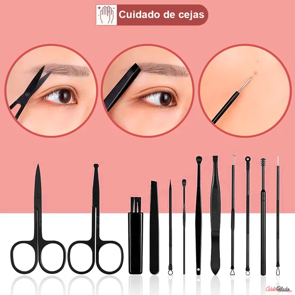 Juego De 15 Piezas Manicura y Pedicura Negro