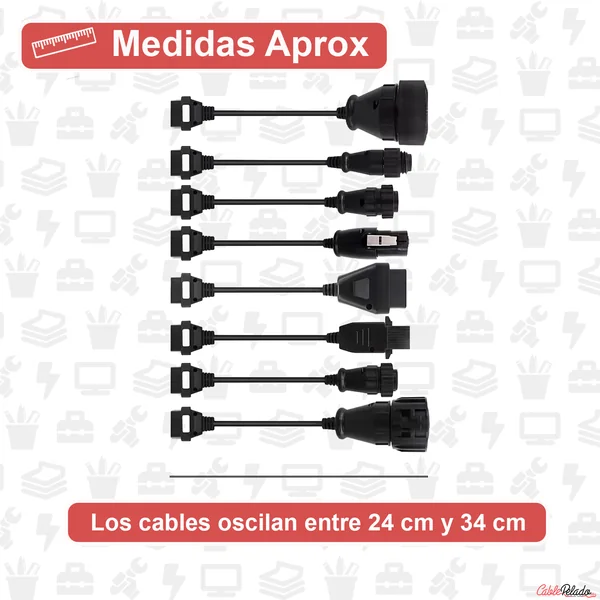 Juego de cables conectores de diagnostico OBD Camión Negro