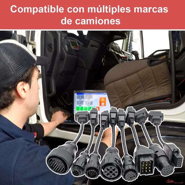 Juego de cables conectores de diagnostico OBD Camión Negro