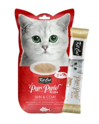 Kit Cat Purrpuree Plus Skin Coat Care para Gatos — Snack Cremoso