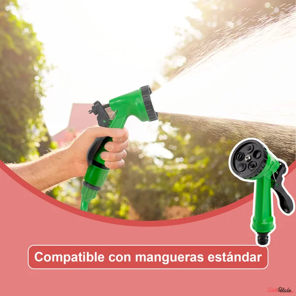 Kit Pistola De Riego Regulable Con 3 Adaptadores V2 Verde
