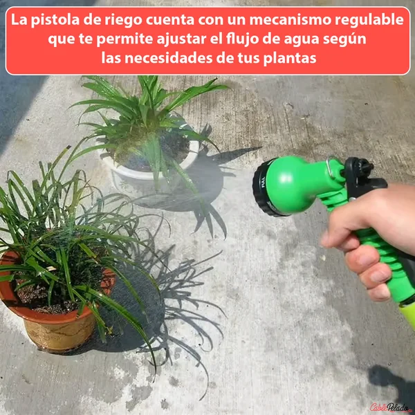 Kit Pistola De Riego Regulable Con 3 Adaptadores V2 Verde