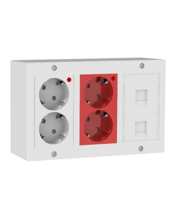 Kit puesto trabajo electrico 4 schukos y 2 RJ45 Blanco