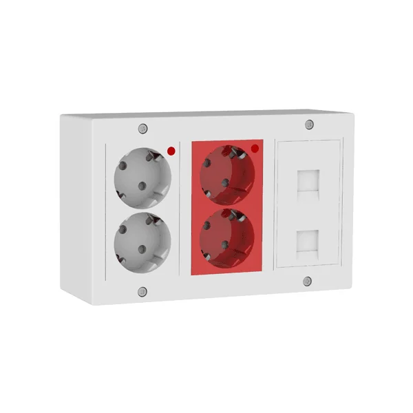Kit puesto trabajo electrico 4 schukos y 2 RJ45 Blanco