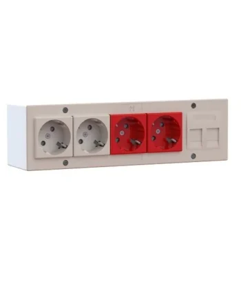 Kit puesto trabajo electrico 4 schukos y 2 RJ45 v3 Blanco