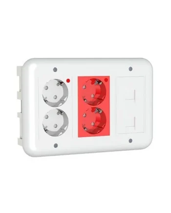 Kit puesto trabajo empotrar 4 schukos y 2 RJ45 Blanco