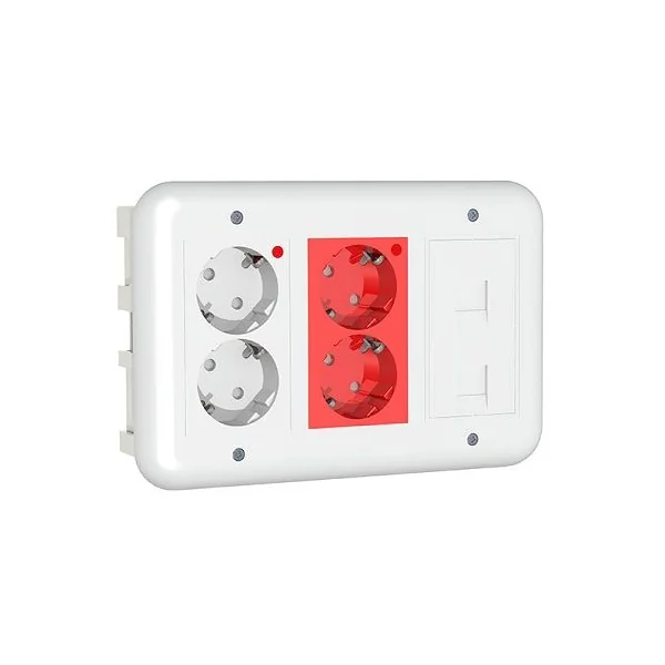 Kit puesto trabajo empotrar 4 schukos y 2 RJ45 Blanco