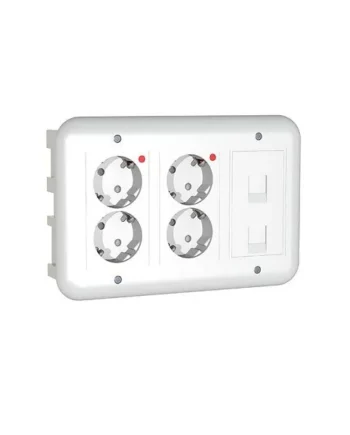 Kit puesto trabajo empotrar 4 schukos y 2 RJ45 v2 Blanco