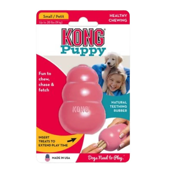 KONG Puppy Rosa para Cachorros — Juguete Rellenable Resistente