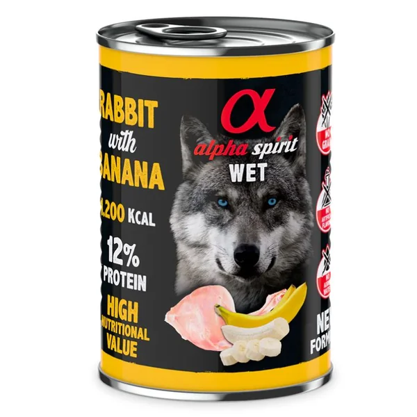 Lata Alpha Spirit Conejo y pollo con plátano