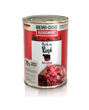 Lata BEWI DOG de carne de res y cerdo 400 gr.